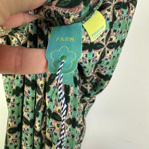 Farm Rio Green Floral Print Honolulu Wide Leg Pant Jumpsuit XS Anthropologie - Picture 3 of 11